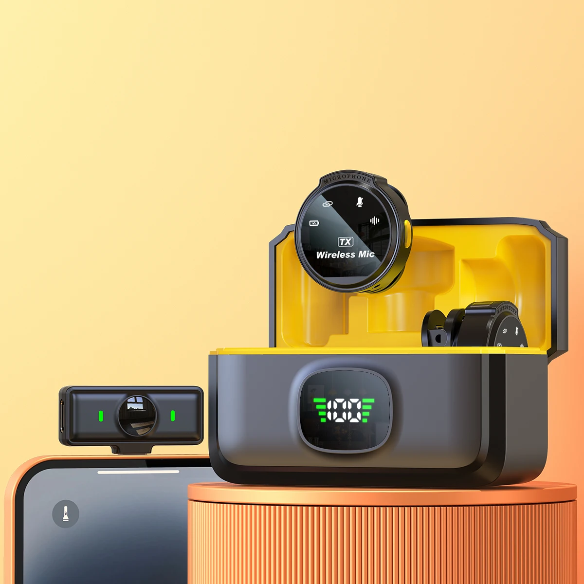 ميكروفون Lavalier لاسلكي من واحد إلى اثنين، تسجيل مرساة متكامل، ميكروفون صغير لتقليل الضوضاء فيديو قصير