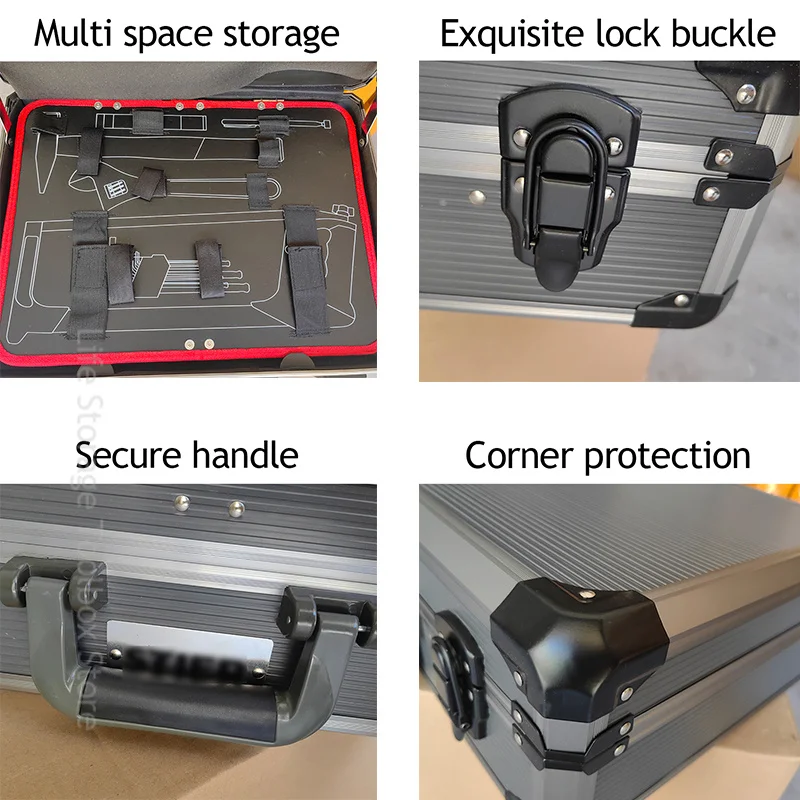 Mallette à outils portable en aluminium, boîte à outils de sécurité étanche, seau à outils multicouche, boîte à outils de quincaillerie, valise à