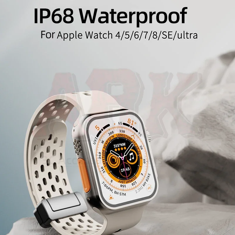 حزام مغناطيسي من السيليكون لساعة iwatch HK8 HK9 Pro Max 44 45 42 38 49 مللي متر مغناطيسي HK8 Pro Max H12 Ultra DT8 Plus ZD8 S9 SE Band #5