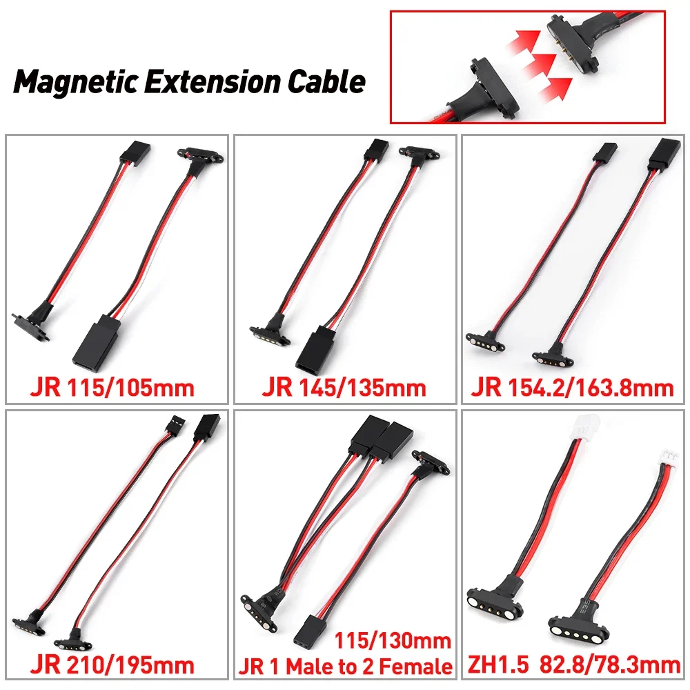 AXSPEED Magnetic Snap-on JR/ZH1.5 Extension Cable 1-to-2 Male Female Y Cable for RC Model Cars Planes Drones Boats Upgrade Parts