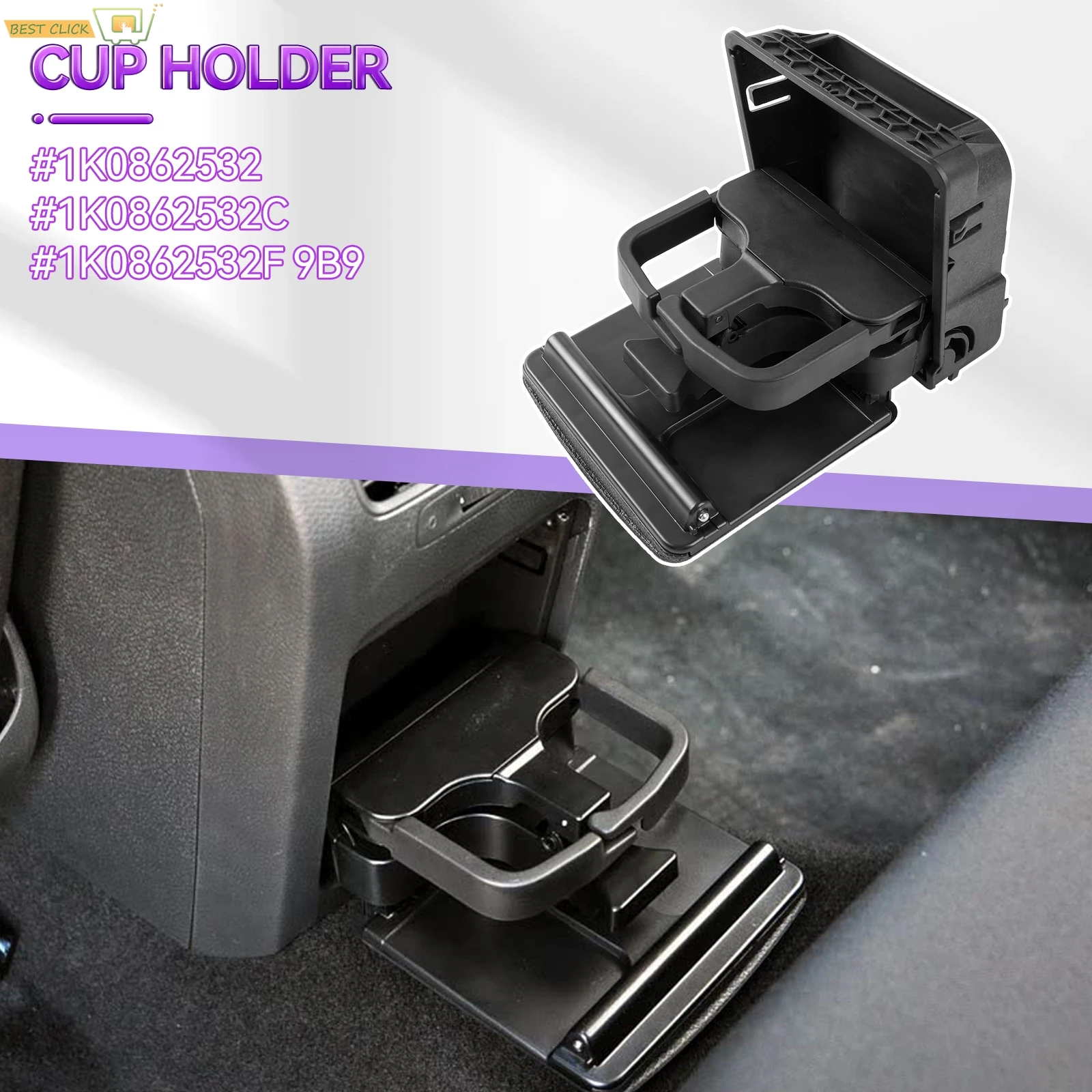 Folding Central Console Armrest Rear Back Cup Drink Holder For VW Jetta MK5 5 Golf MK6 GTI Eos 1K0862532 1K0862532C 1K0862532F