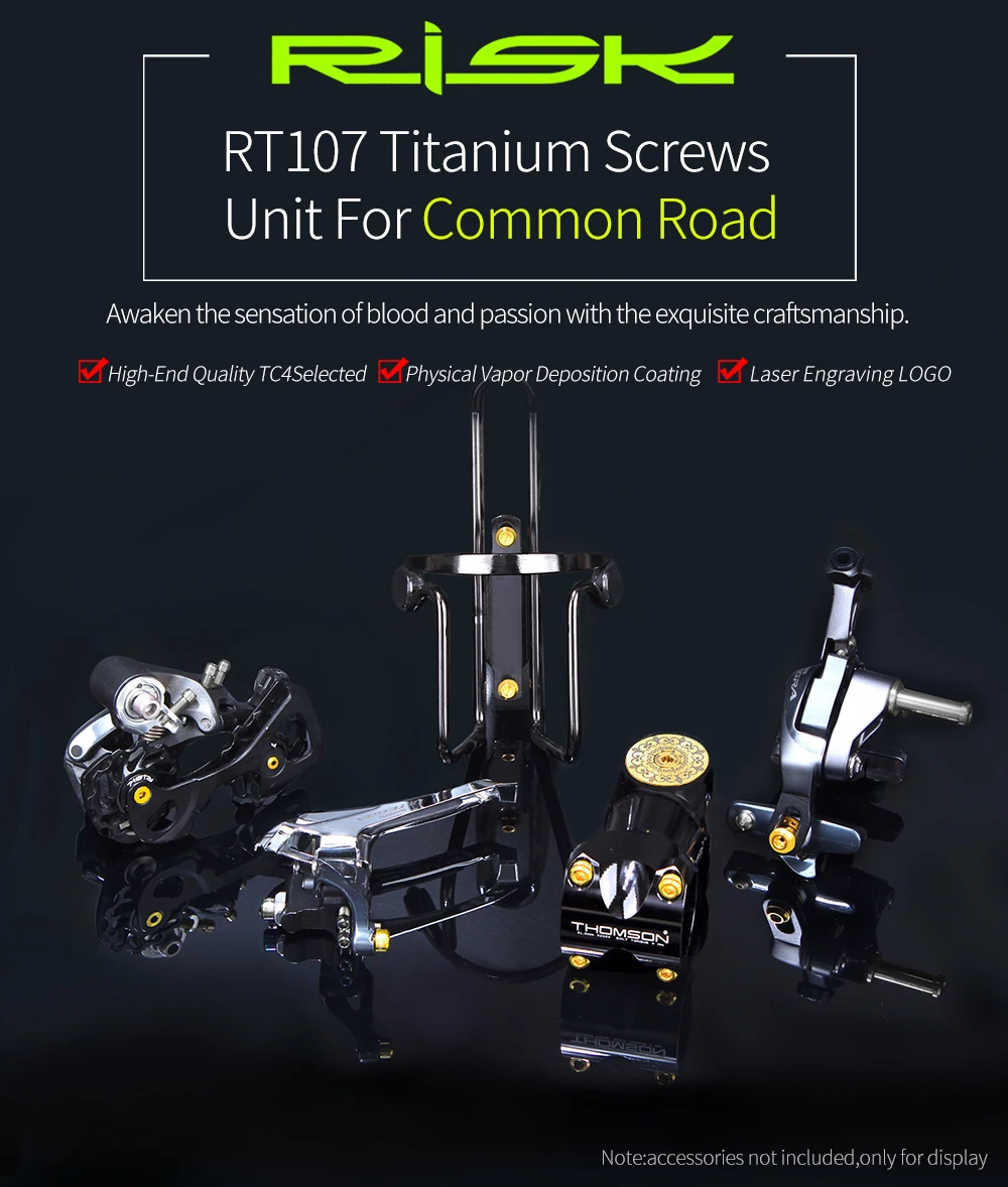 

Набор титановых винтов RISK для обычных дорожных велосипедов, вынос C, зажим, крепежный винт тормоза, комплект колпачков клапана