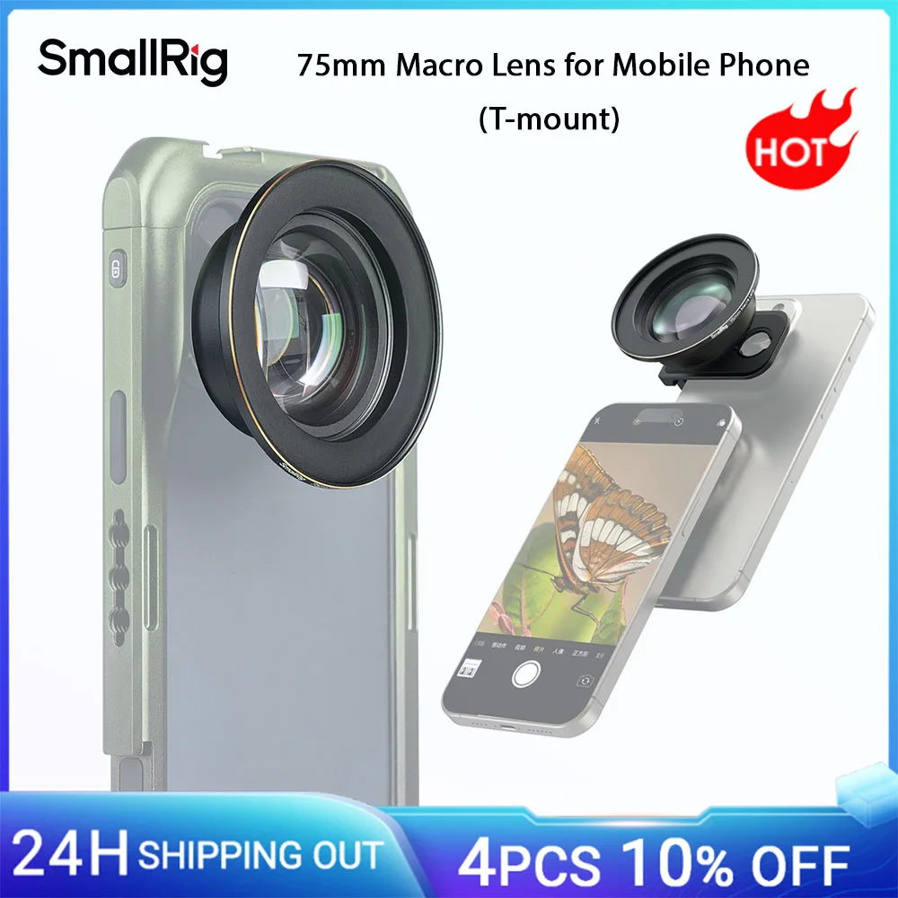 

SmallRig 75mm HD Master Macro Lens T-Mount Lens for iPhone for Samsung for Xiaomi Macro Photography Phone Camera Lens Attachment
