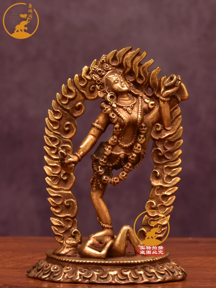 Tibetan Nepalese imported handmade gold-plated 10cm bronze statue ornaments of vajrayogini.