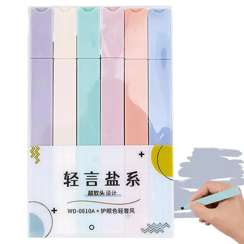 

Pastel Highlighters Bulk 6 Pieces Chisel Tip Marker Pen With Pastel Colors Fast Drying Highlighter Set For Broad Highlighting Or