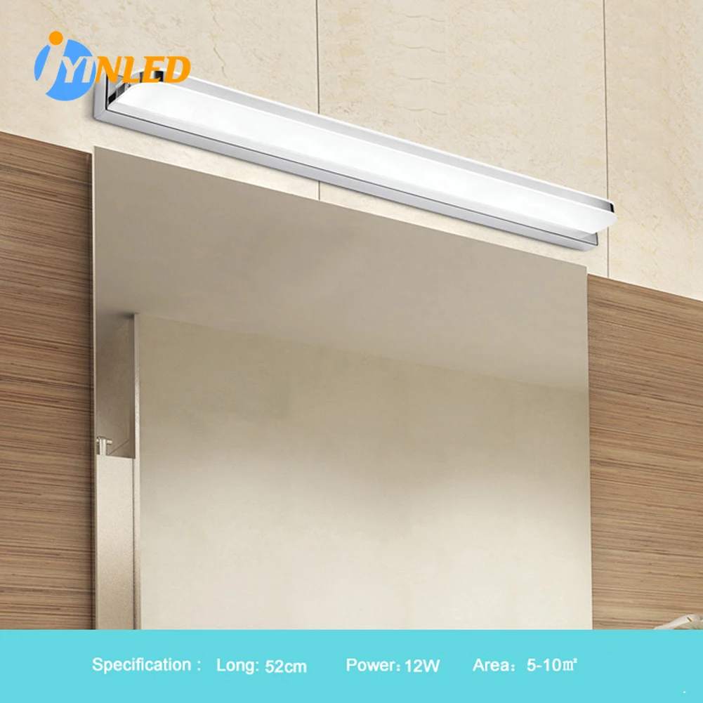 

Stainless Steel LED Bathroom Toilet Mirror Light Acrylic Lampshade Modern Makeup Lamp Waterproof Fog Vanity Light