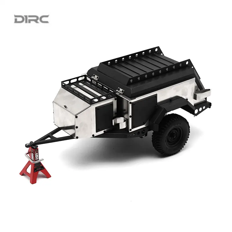

D1RC 1:10 имитация кемпингового прицепа, прицеп для автофургона, металлическое буксировочное ведро для альпинистского автомобиля, независимая подвеска