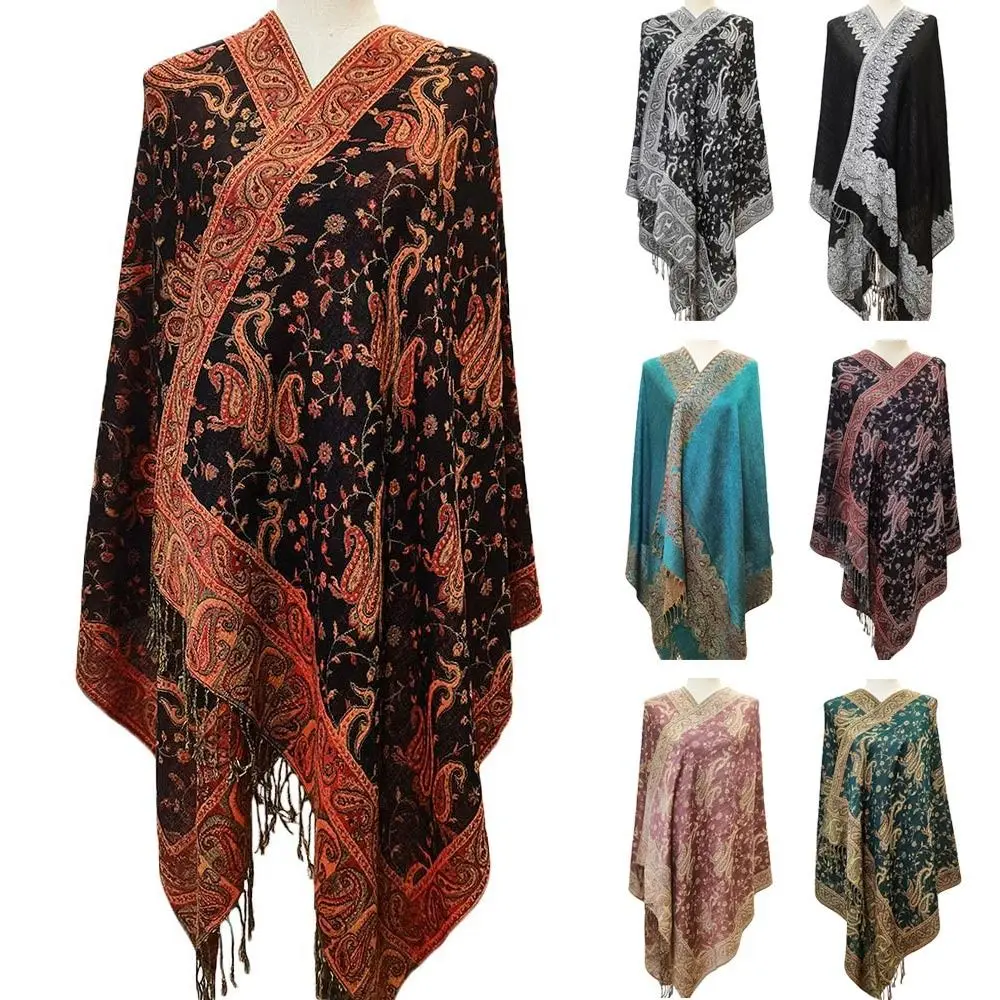 Fashion Paisley Long Scarf Tassel Imitation Cashmere Shawl Sun-Resistant Breathable Hijab