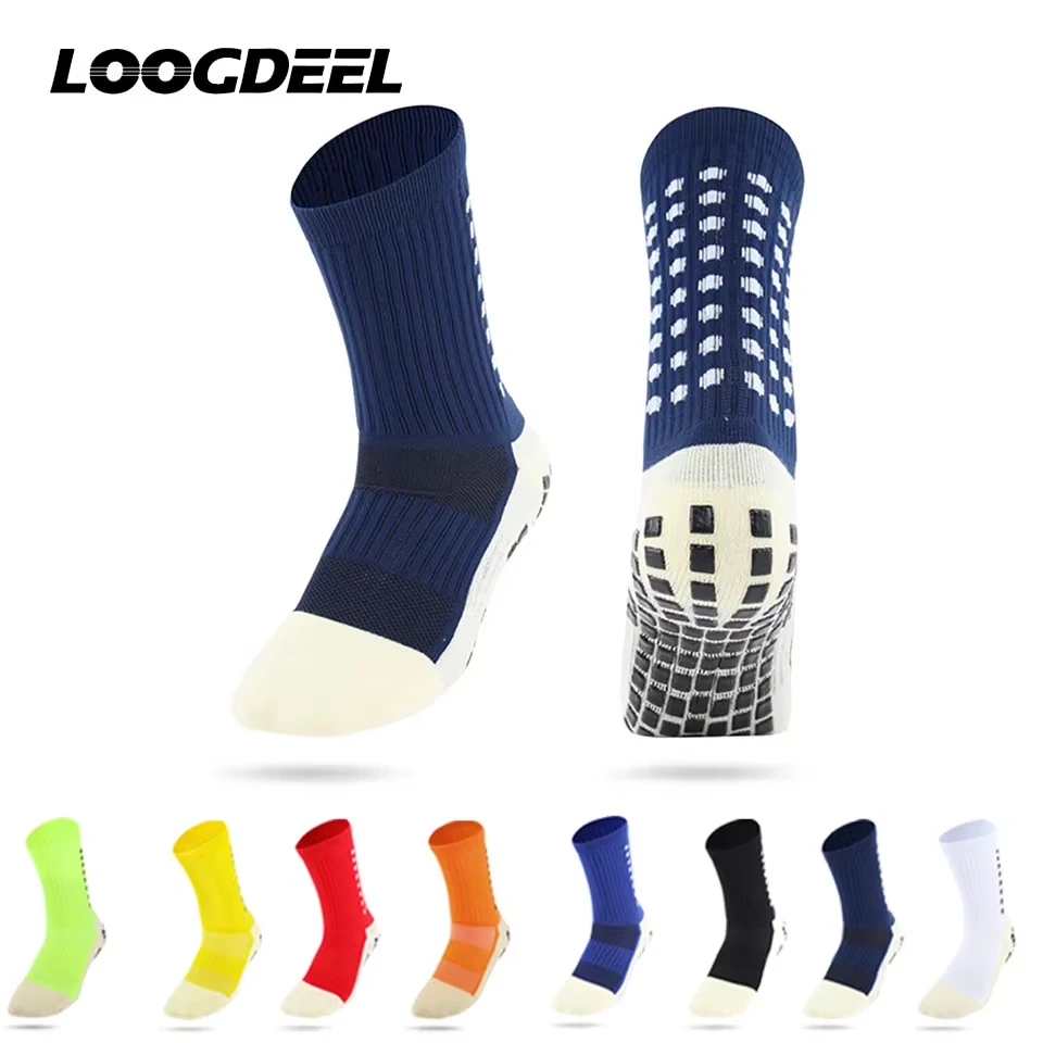

Футбольные носки Loogdeel, противоскользящие полотенца с дозатором клея, мужские баскетбольные амортизирующие футбольные спортивные носки со средней трубкой