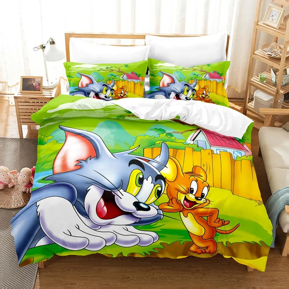 

Tom Cat And Jerry Mouse Disney Duvet Cover Pillow Cover Bedding Set, Kids Set Bedding Boy Girl Bedroom Duvet Set Three-Piece Set