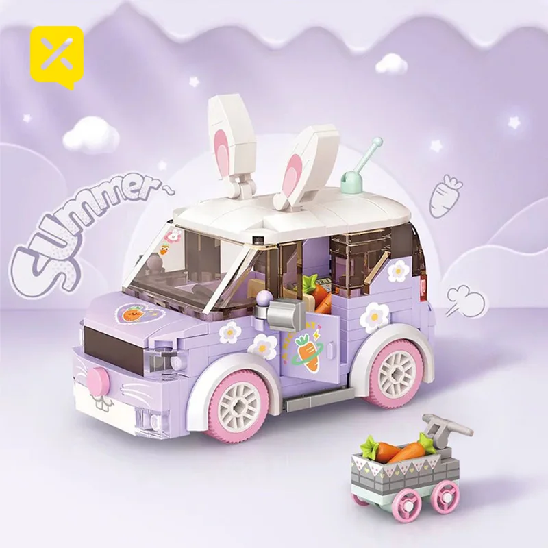 Q-Moe Series Sweetheart Car Building Blocks Set Girls' Mini Food Truck Building Blocks Toy Christmas Birthday Gift