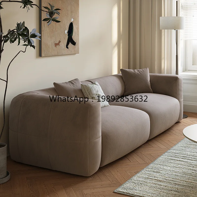 LYY French Retro Cream Style Living Room Modern Light Luxury Nordic Lazy Style Detachable Washable Large White Sofa