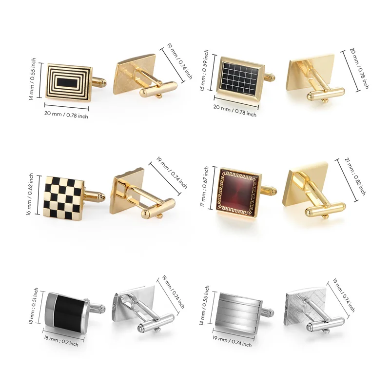 1Pair Square Man Shirt Cufflinks Copper Tie Clips & Cufflinks For Mens Luxury Wedding Guests Gifts Fashion Jewelry Men Cuffs