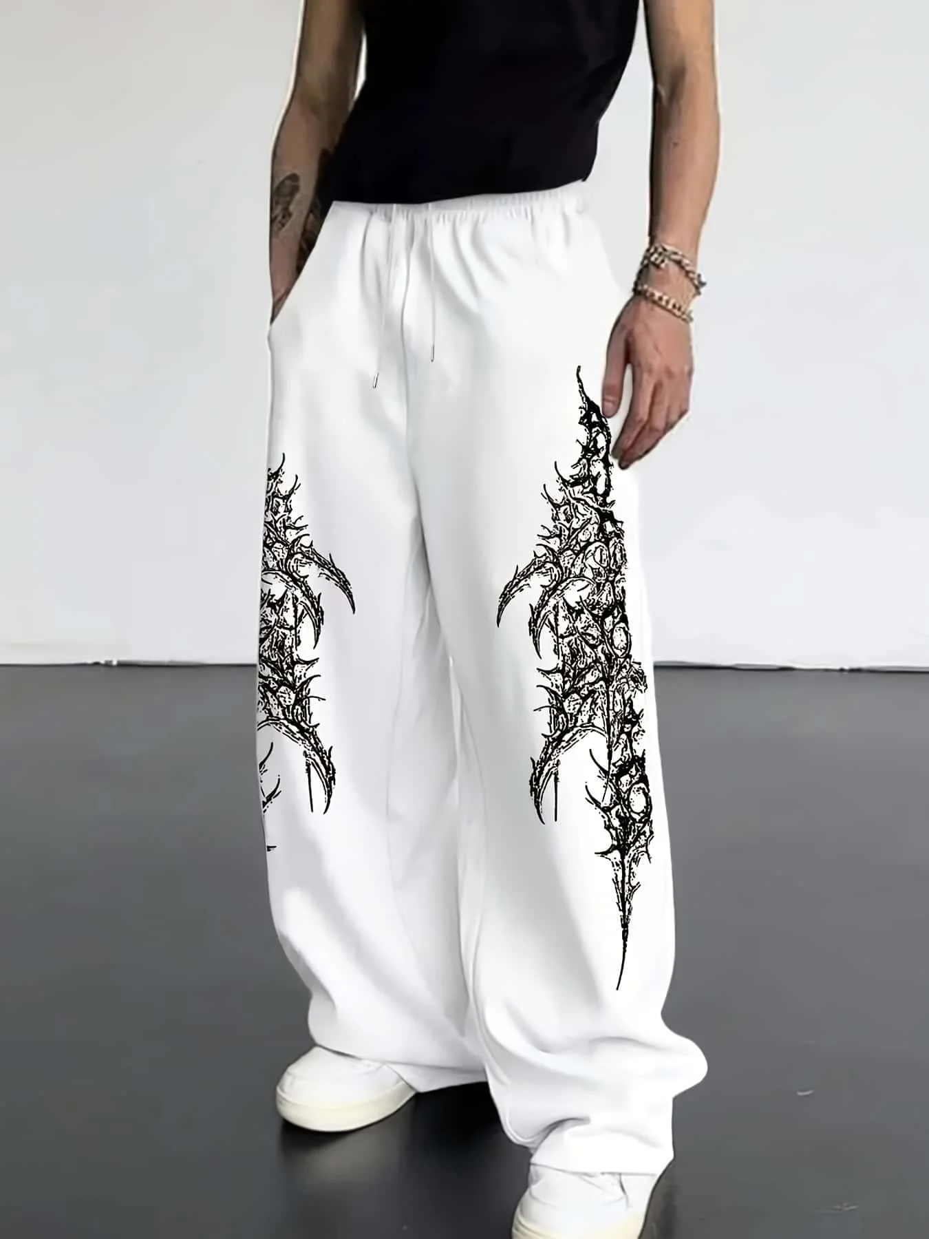 2026 American-style High-street Men's Gothic Style Children's Parent-child Couple Thin Wide-leg 3D Printed Casual Sports Pants