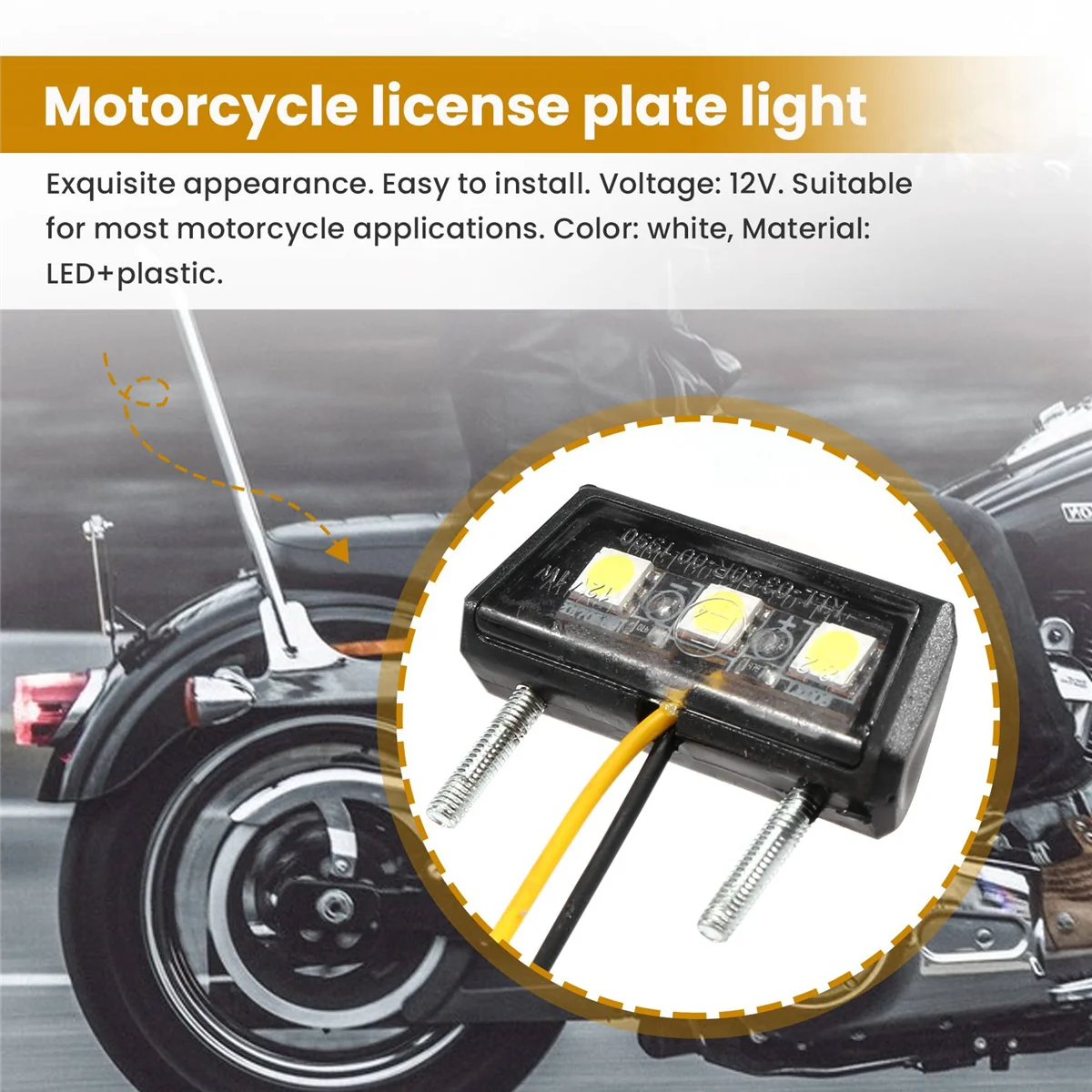 Motorcycle Decorative Led Taillight License Plate Light For Honda Kawasaki Yamaha Suzuki White