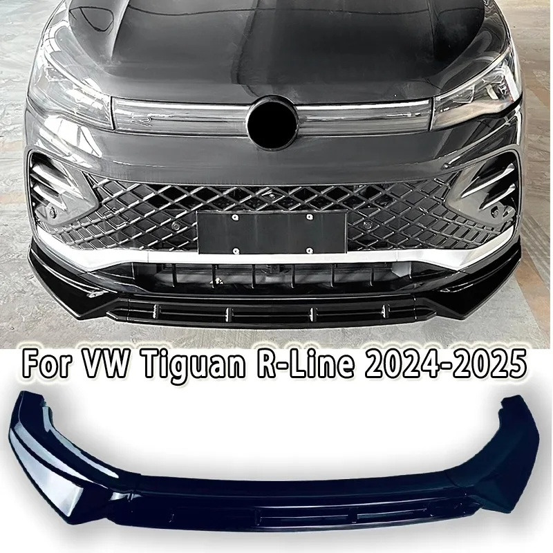 

For VW Tiguan MK3 R-Line 2024 2025 2026 Front Bumper Lip Spoiler Splitter 3pcs Front Bumper Lip Chin Spoiler Cap Bodykit Tuning