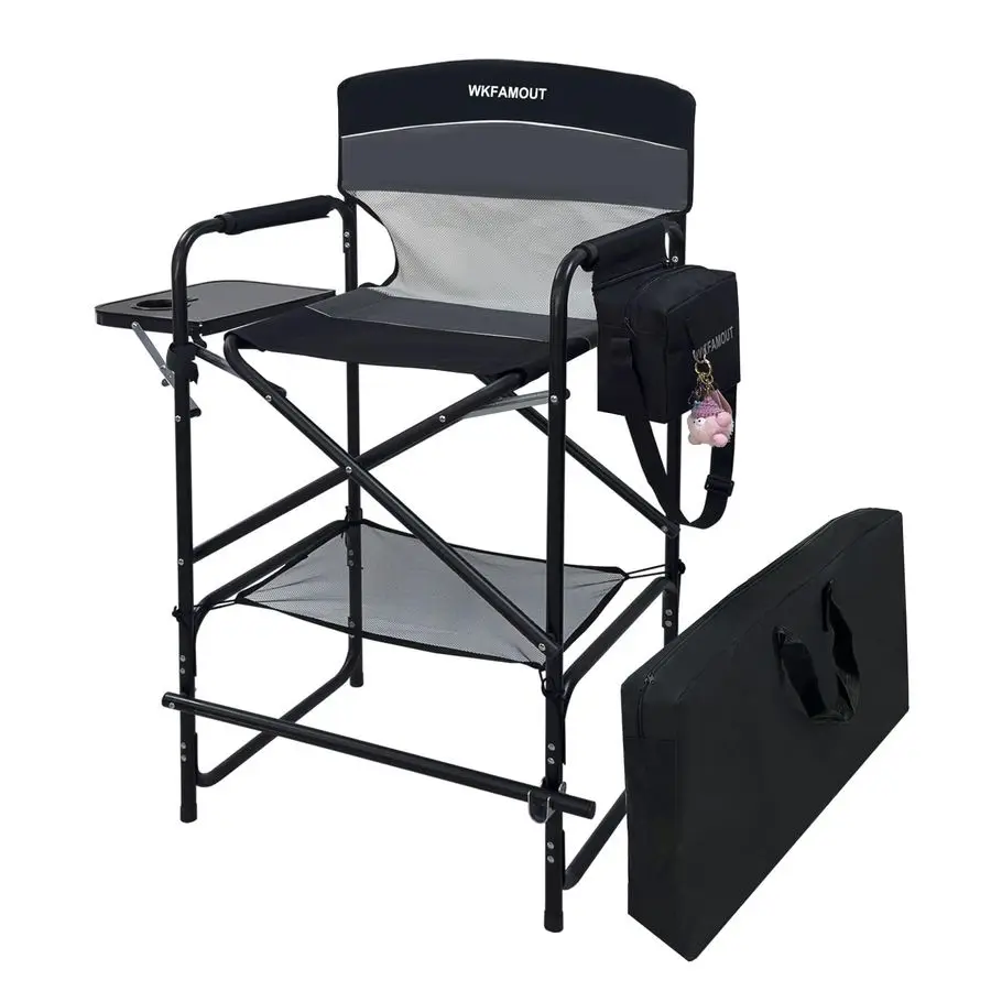 

Folding Director Chair 30.7 Seat Height Foldable Bar Stool for Makeup Artist Face Painting with Side Table Carry Bag and Cosmeti