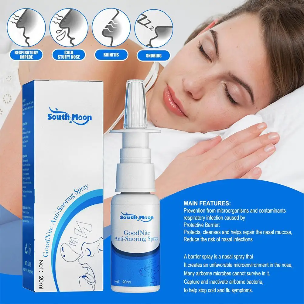 20ml Anti Snoring Nasal Spray Stop Snore Throat Relief Sleeping Easier Better Breath Relief Cold Sneezing Spray Health Care