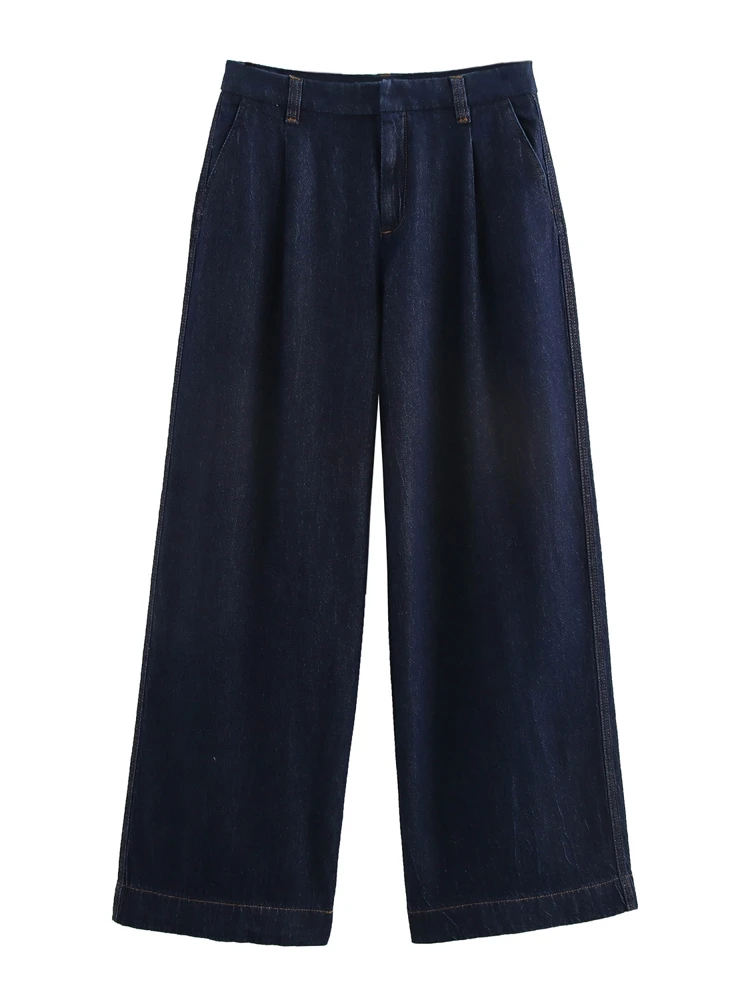 

OUROPEAN ZTATION 2025 Summer New Woman's Fashion Wide Leg Pants Bottoms Streetwear Spring Female Long Pants Ruffles High Waist