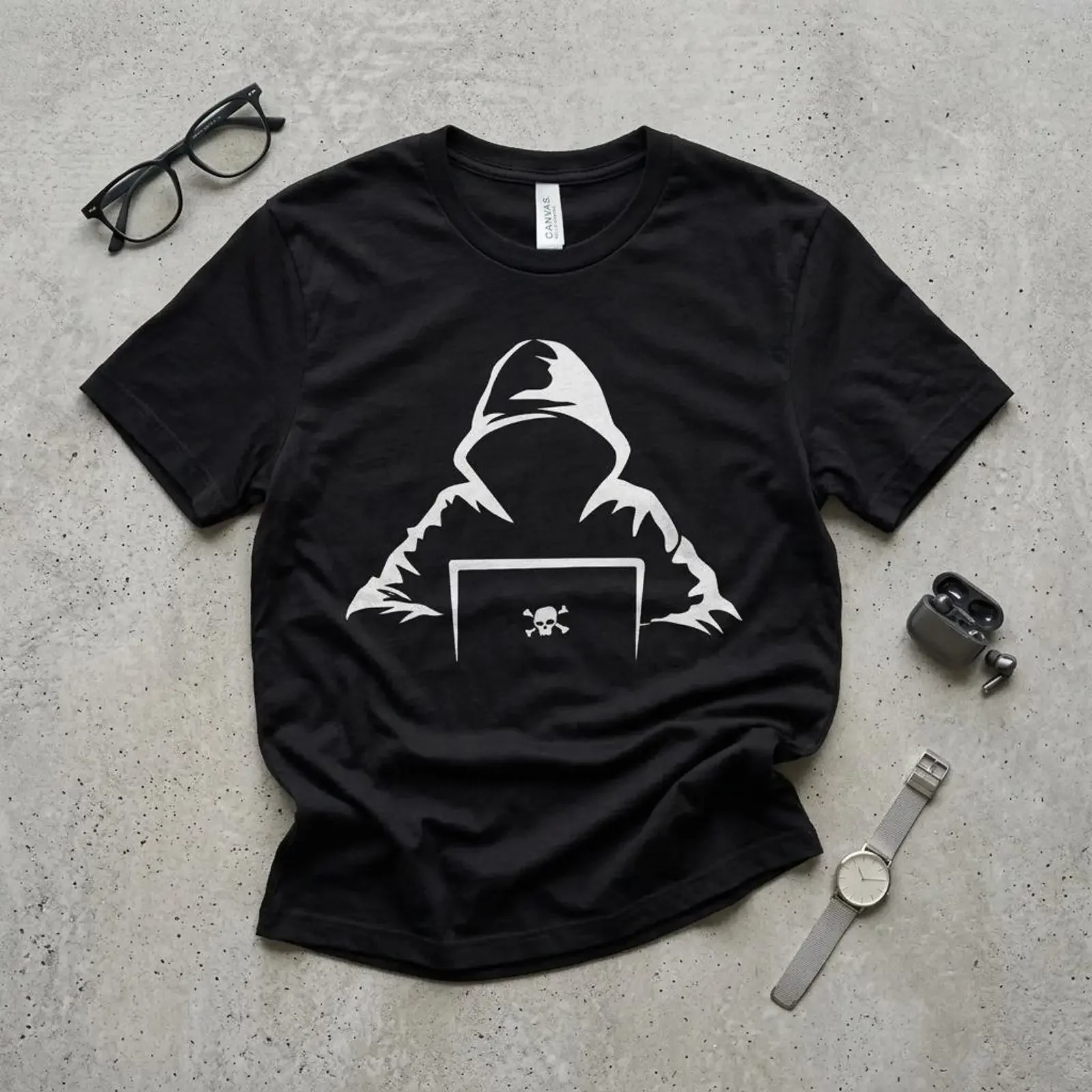 Hacker at Work T Shirt Cybersecurity Coder Programmer Computer Geek Top vintage Washed fashion Comfortable Slightly graphic