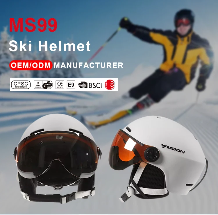 Winter Soft Sports Protection Snowboard Ski Helmet with Visor MOON CE EN 1077 Certificated Adult Skiing Equipment MS99