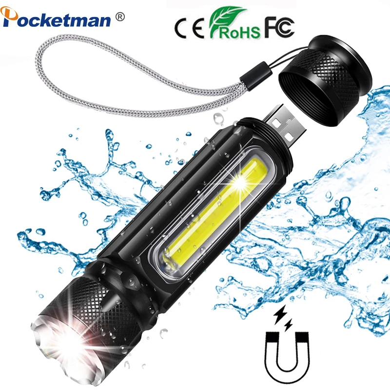 

LED Flashlight USB Rechargeable Torch Super Bright Flashlights Waterproof Torch Tactical Flashlight with Tail Magnet