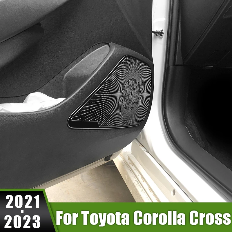 

For Toyota Corolla Cross XG10 Hybrid 2021 2022 2023 Stainless Car Door Speaker Audio Cover Horn Tweeter Loudspeaker Cover Trim