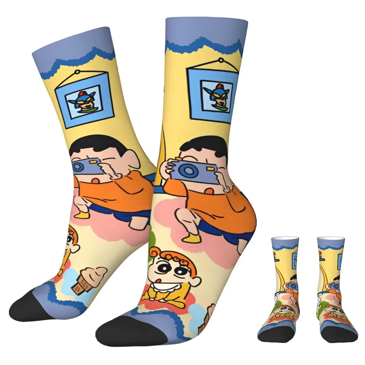 Crayon Shin-chan Himawari At Home Socks Men Women Japanese Anime Socks Crazy Spring Summer Autumn Winter Middle Tube Socks Gift