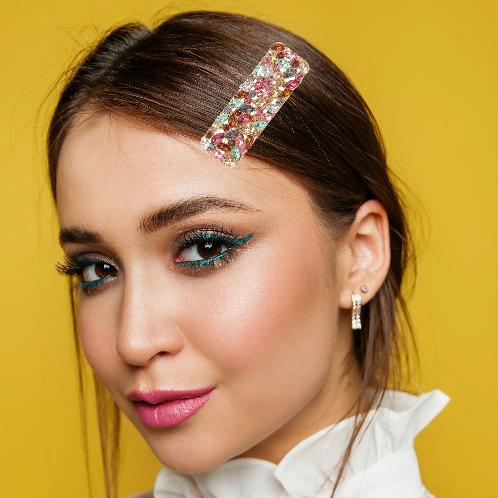 

3 pcs Colorful Crystal Hair Clips Metal Rhinestone Hairpins For Women Shiny Small Barrettes Fashion Hair Accessories Girl Gift