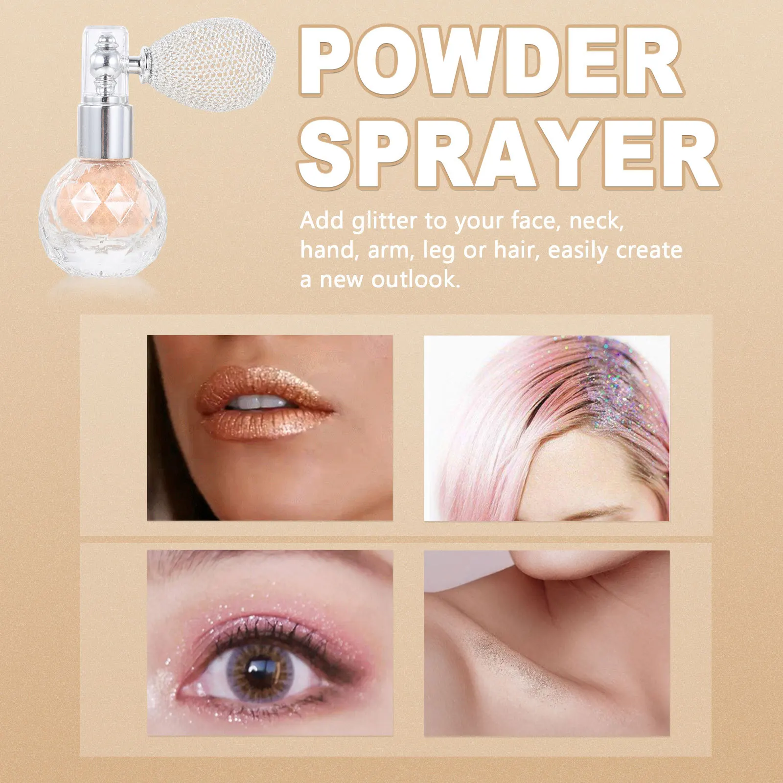 

1pc Body Glitter Powder Highlighter Bottle Sparkling Sequins For Face Arm Leg Hair Women Men Festival Wedding Party Club