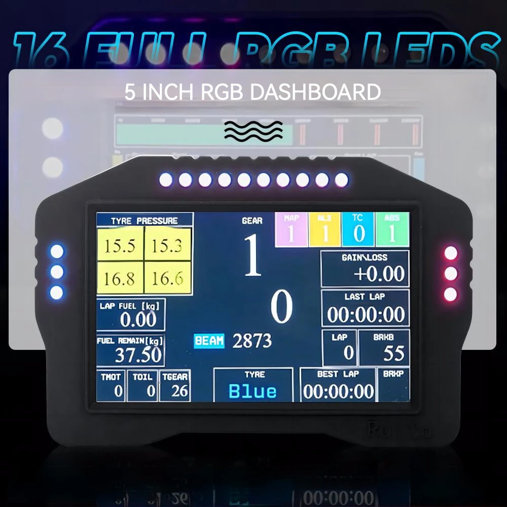 Simracing Simulator HD Instrument Display gioco volante PC 5 pollici LCD Full Color RGB Touch Dashboard per PC Simracing Game