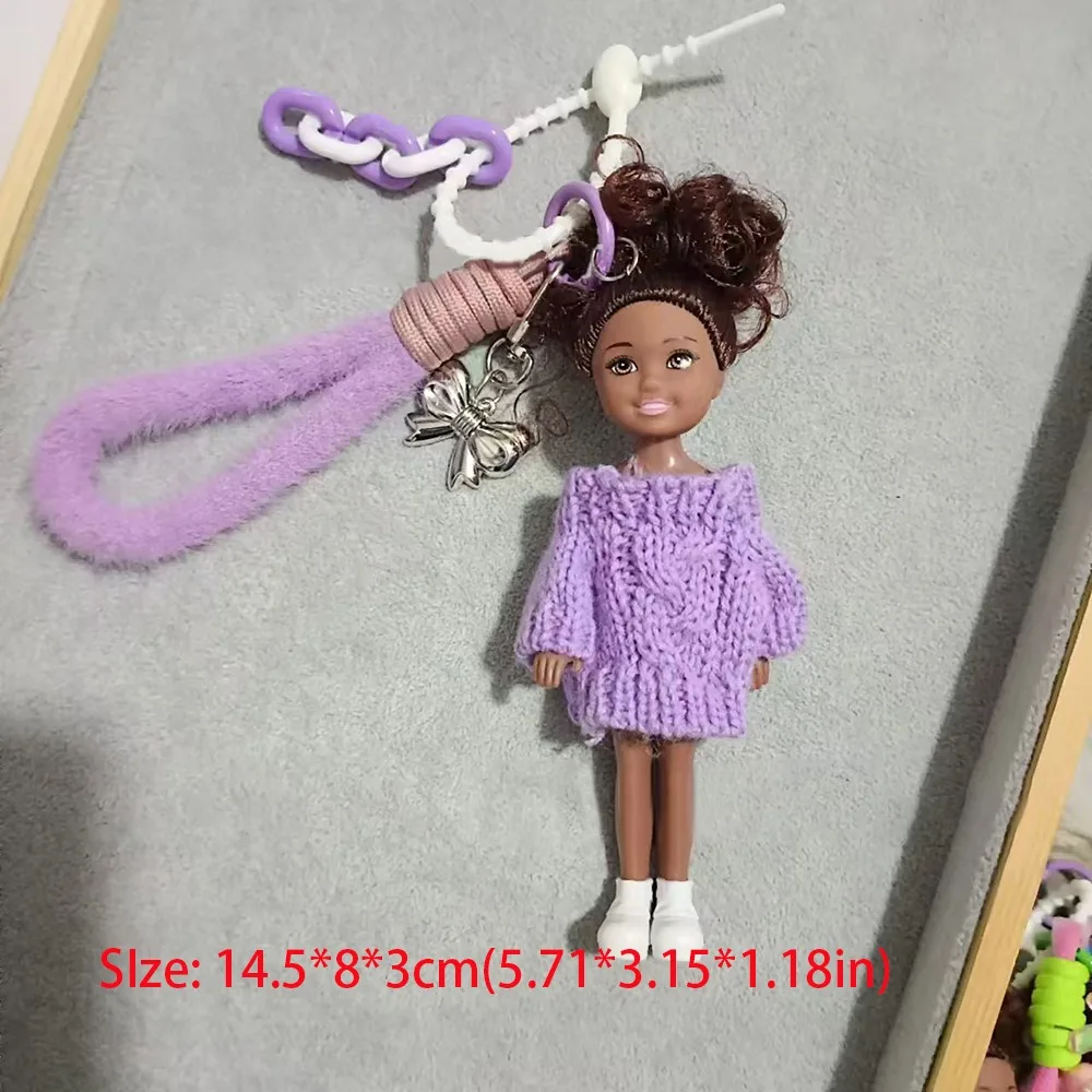 New Cute Doll Pendant Hanging Ornament DIY Change Clothes Keychain Backpack Accessory for Barbie Doll