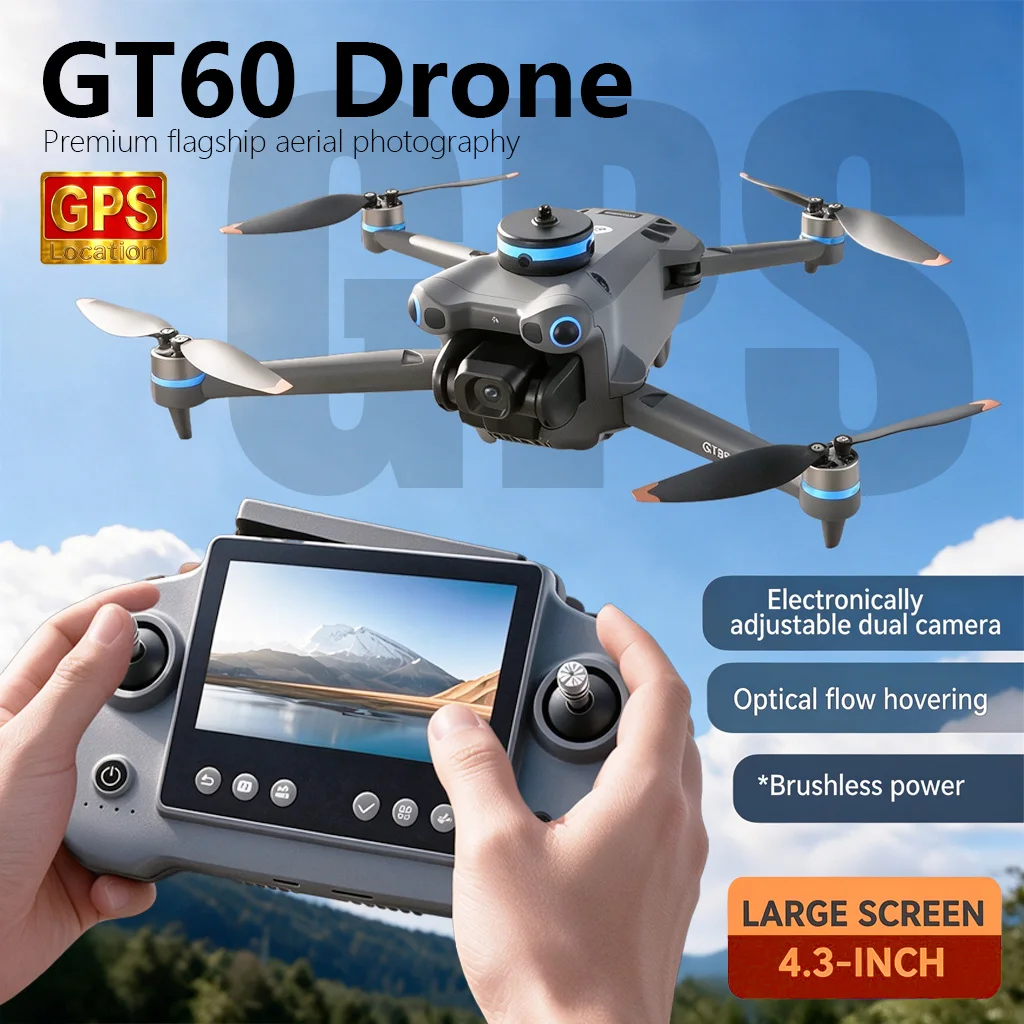 GT60 GPS RC Drone Profession 8K Dual Camera Aerial Photo Electric Adjust Obstacle Avoidance Optical Flow Foldable Quadcopter UAV