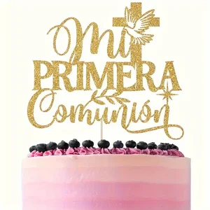 1 buah Topper Kue Kertas 'My First Communion' Spanyol-Cocok untuk Dekorasi Pesta Ulang Tahun Pembaptisan & Anak-anak Mandi 8 penjualan terbaik komuni pertama - №
