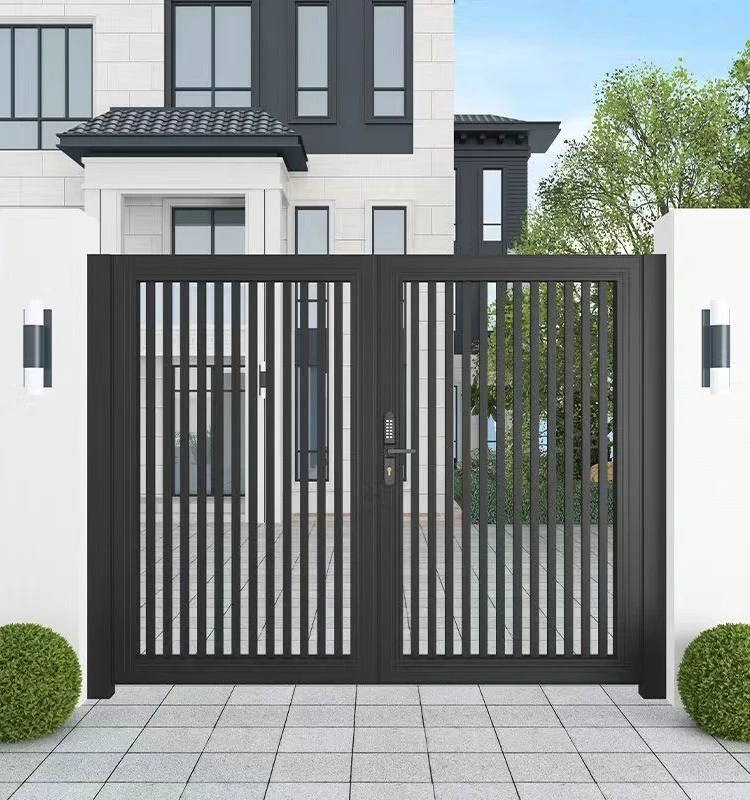 Modern villa wrought iron single and double open aluminum alloy courtyard gate outdoor iron gate