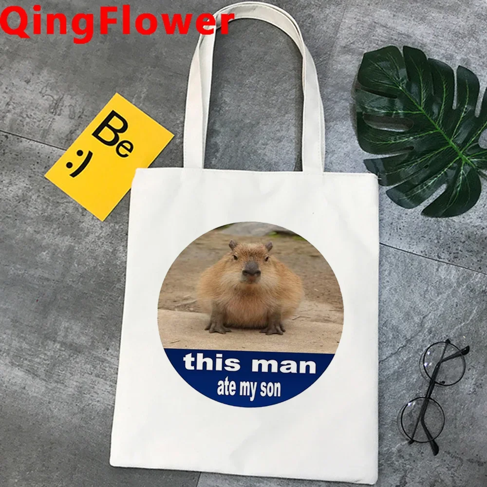 Capybara shopping bag shopper tote recycle bag bolsa cotton grocery bag sac cabas shoping cloth cabas