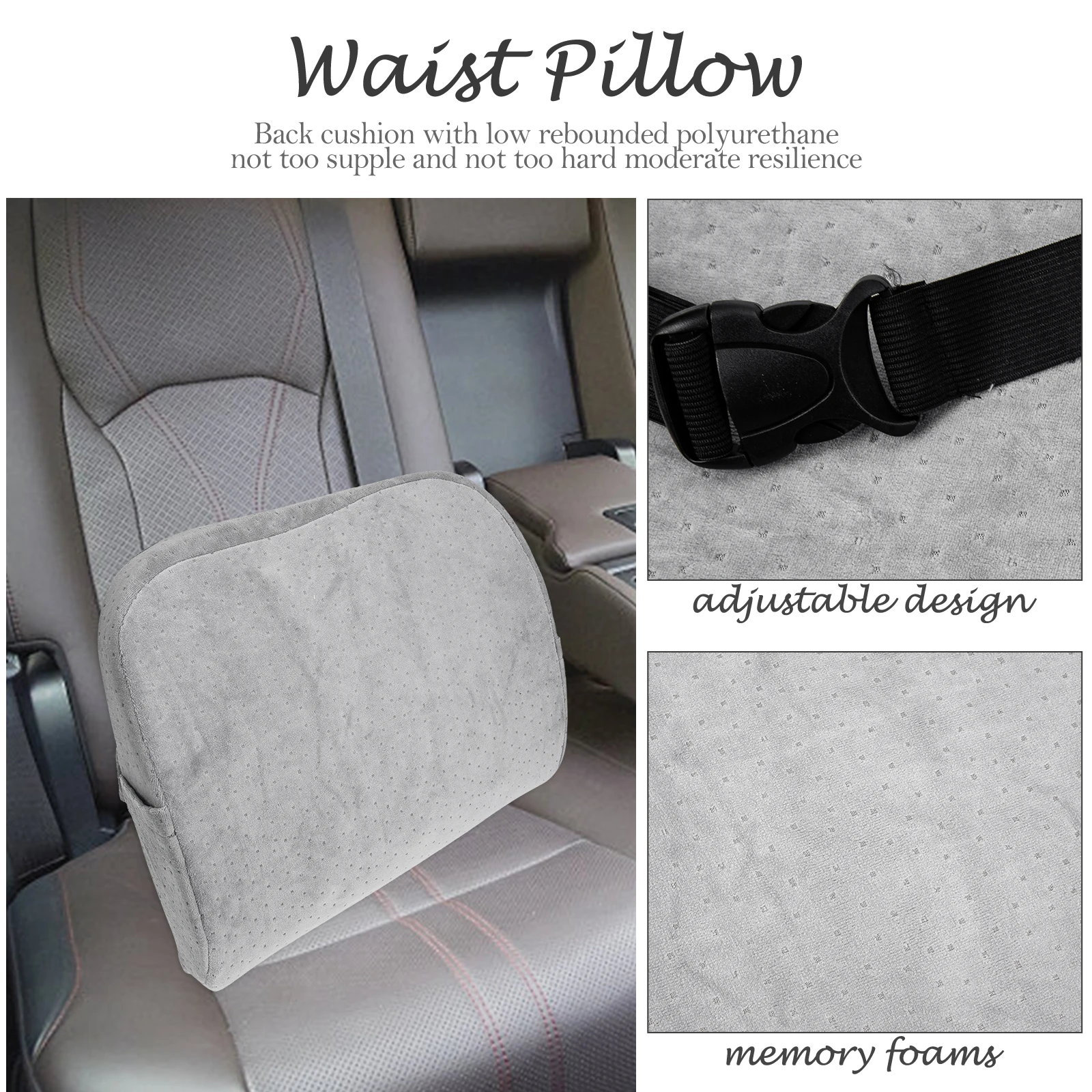 

Memory Foam Pillow Lumbar Cushion for Driving Body Chair Back Car Support Elderly