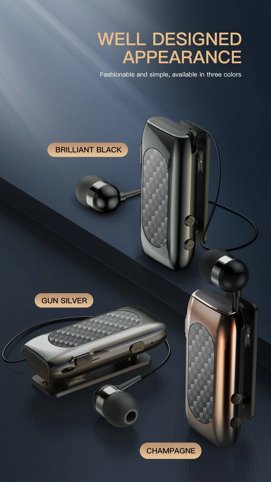 K56 Auricolare wireless Cuffie Bluetooth Lotus In Ear Auricolare singolo Clip per collare Vivavoce Riduzione del rumore Carica rapida