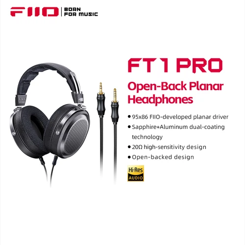 FiiO FT1 Pro Auriculares Hi-Fi con cable magnético plano abierto para el hogar, estudio, grabación, alta sensibilidad