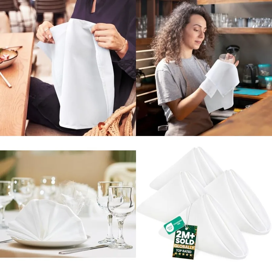 

60 Pack, ] Cloth Napkins 17x17 Inch, 100 Polyester Hemmed Edges, Washable and Reusable Ideal for Parties, Weddings and Dinners