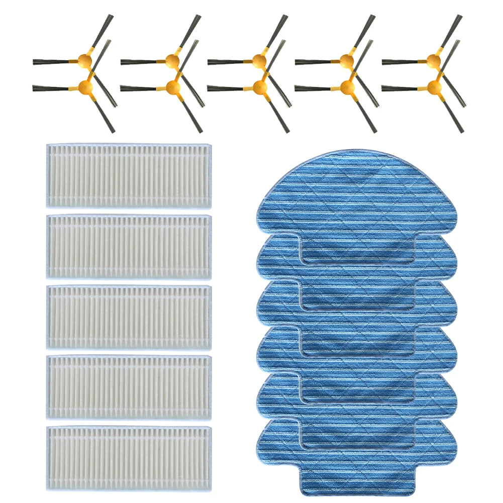 Get the Cleaning Results with Replacement Side Brushes Mop Cloths and Filters for Haier T550W/IKOHS for netbot for s12