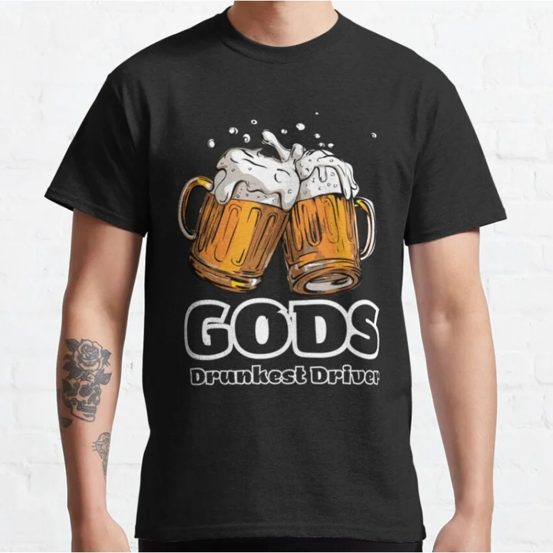 

Gods Drunkest Driver Funny Gift T Shirt for Wine Lovers Graphic clothes 100% cotton printed All size tops S-6XL