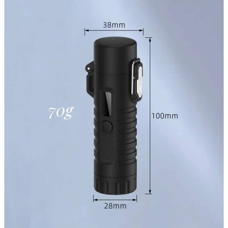 Metal Windproof Waterproof Pulse Dual Arc Type C Rapid Charge Electronic Lighter With Strong Light Flashlight Outdoor Lighters