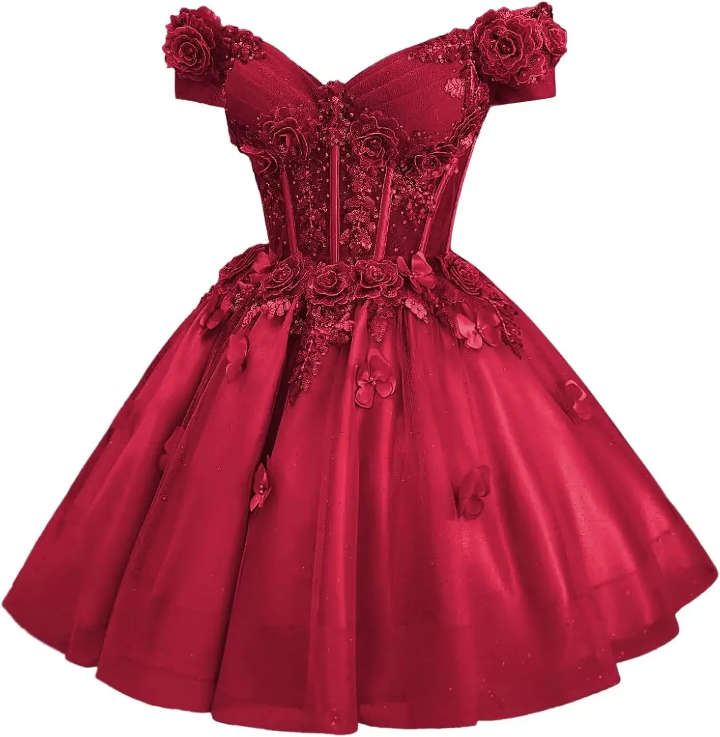 Shiny Tulle Homecoming Dress Cocktail Wedding Guest Gown 2026 Off Shoulder Short Prom Dress Custom image 6