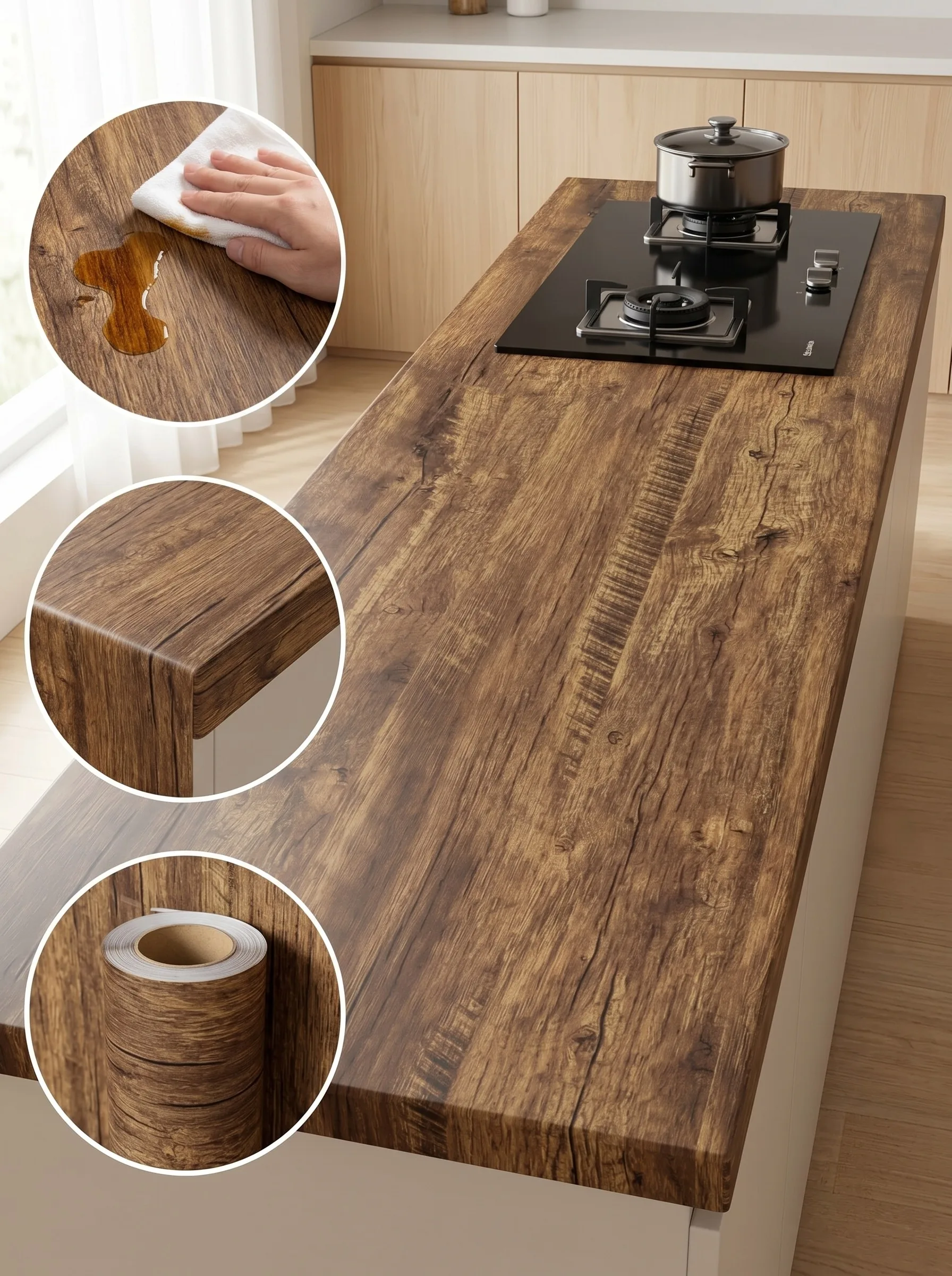 

80cm Wide Wood Grain Vinyl Wallpaper for Door Wardrobe Cupboard Table Furniture Waterproof Self Adhesive Stickers Home Decor Fil