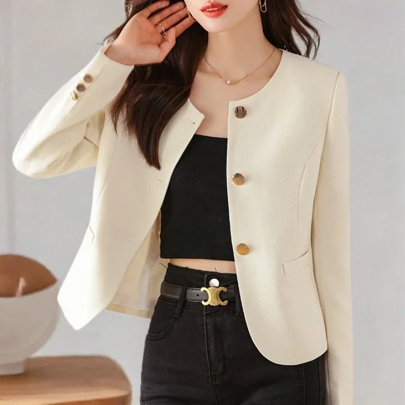 High End Thin Suit Women's Blazer Small Fragrant Style Spring Autumn Winter Jacket New Korean Style Versatile Short Coat Top