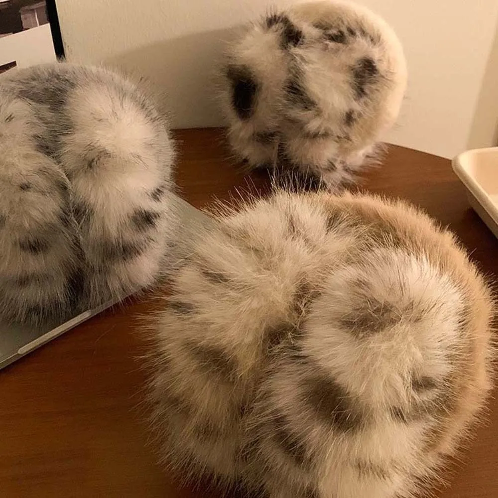 Fashion Windproof Leopard Print Earmuffs Soft Foldable Ear Cover Korean Style Polyester Winter Thicken Earflap Cold Weather