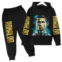 Autumn Fashion Brand Ronaldo Print Children Set Hoodie+Pants Suit 2pcs Set Kid Boy Girl Clothes Casual Football Player Tracksuit