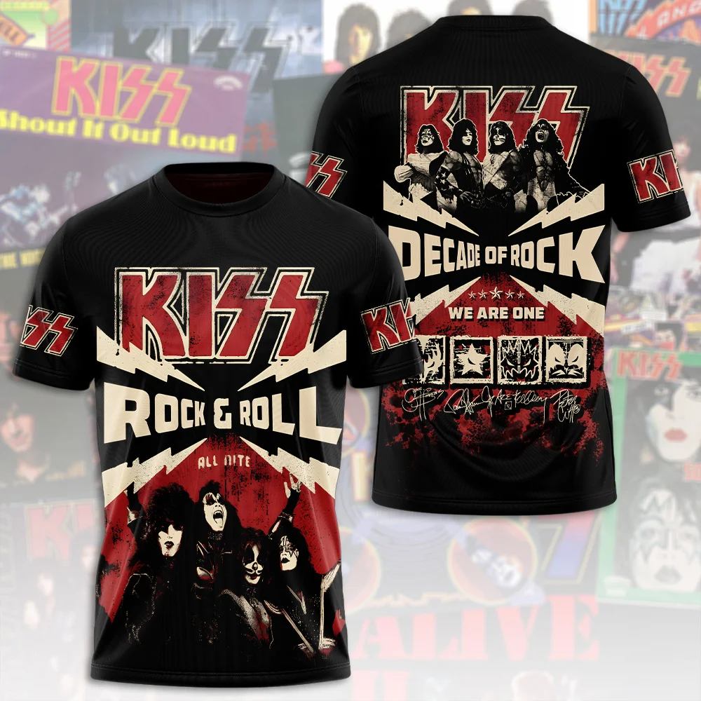 

Hot Rock Band Kiss T-shirts 3D Printed T Shirt Summer Men Women Funny Short sleeve O-neck Tee Shirt Street Man Tops