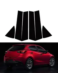 Glossy Black Pillar Post  For Mazda 2 Demio Yaris R iA Car Door Center Middle B C Cover Mirror Effect Trim Window Column Sticker